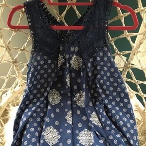 Blue casual tank top